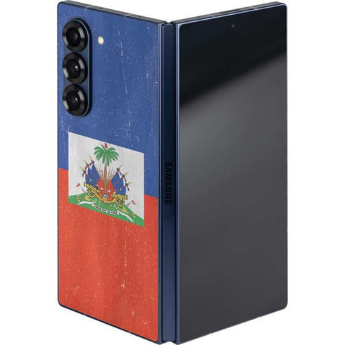 Haiti Flag Distressed Galaxy Z Fold6 Skin